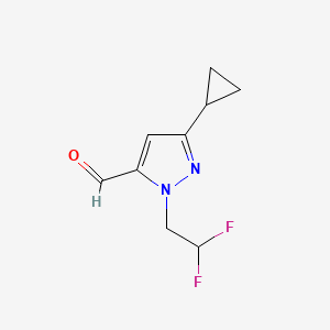 molecular formula C9H10F2N2O B2488151 5-Cyclopropyl-2-(2,2-difluoroethyl)pyrazole-3-carbaldehyde CAS No. 2503204-74-6