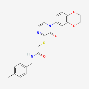 2-((4-(2,3-dihydrobenzo[b][1,4]dioxin-6-yl)-3-oxo-3,4-dihydropyrazin-2-yl)thio)-N-(4-methylbenzyl)acetamide