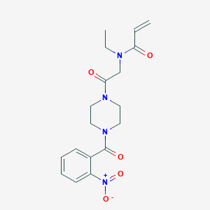 molecular formula C18H22N4O5 B2488164 N-Ethyl-N-[2-[4-(2-nitrobenzoyl)piperazin-1-yl]-2-oxoethyl]prop-2-enamide CAS No. 2361878-34-2