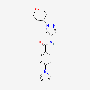 molecular formula C19H20N4O2 B2488173 4-(1H-pyrrol-1-yl)-N-(1-(tetrahydro-2H-pyran-4-yl)-1H-pyrazol-4-yl)benzamide CAS No. 1797720-81-0