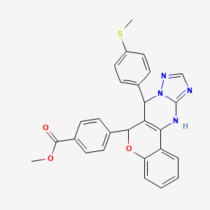 molecular formula C27H22N4O3S B2488201 methyl 4-(7-(4-(methylthio)phenyl)-7,12-dihydro-6H-chromeno[4,3-d][1,2,4]triazolo[1,5-a]pyrimidin-6-yl)benzoate CAS No. 868148-10-1