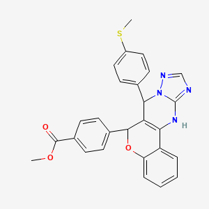 molecular formula C27H22N4O3S B2488201 4-(7-(4-(メチルチオ)フェニル)-7,12-ジヒドロ-6H-クロメノ[4,3-d][1,2,4]トリアゾロ[1,5-a]ピリミジン-6-イル)ベンゾ酸メチル CAS No. 868148-10-1