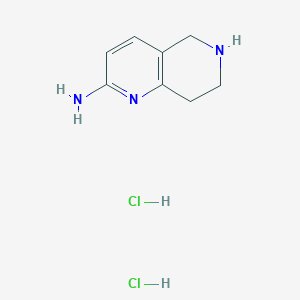 molecular formula C8H13Cl2N3 B2488202 5,6,7,8-四氢-1,6-萘啉-2-胺 二盐酸盐 CAS No. 1092475-60-9