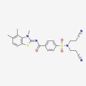 molecular formula C23H23N5O3S2 B2488210 (E)-4-(N,N-双(2-氰基乙基)磺酰胺基)-N-(3,4,5-三甲基苯并[d]噻唑-2(3H)-基亚胺)苯甲酰胺 CAS No. 850911-35-2