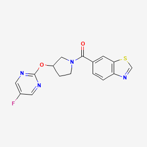 molecular formula C16H13FN4O2S B2488211 Benzo[d]thiazol-6-yl(3-((5-fluoropyrimidin-2-yl)oxy)pyrrolidin-1-yl)methanone CAS No. 2034435-53-3