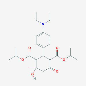 molecular formula C25H37NO6 B248822 2-(4-Diethylamino-phenyl)-4-hydroxy-4-methyl-6-oxo-cyclohexane-1,3-dicarboxylic acid diisopropyl ester 