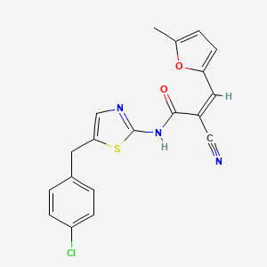 (Z)-N-(5-(4-chlorobenzyl)thiazol-2-yl)-2-cyano-3-(5-methylfuran-2-yl)acrylamide