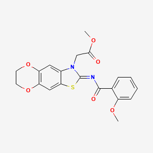 (Z)-methyl 2-(2-((2-methoxybenzoyl)imino)-6,7-dihydro-[1,4]dioxino[2',3':4,5]benzo[1,2-d]thiazol-3(2H)-yl)acetate