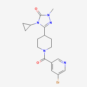 molecular formula C17H20BrN5O2 B2488226 3-(1-(5-溴烟酸-2-基)哌啶-4-基)-4-环丙基-1-甲基-1H-1,2,4-噻唑-5(4H)-酮 CAS No. 1797737-31-5