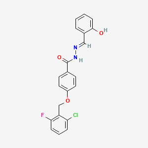 molecular formula C21H16ClFN2O3 B2488232 4-[(2-chloro-6-fluorobenzyl)oxy]-N'-[(E)-(2-hydroxyphenyl)methylidene]benzenecarbohydrazide CAS No. 338393-54-7