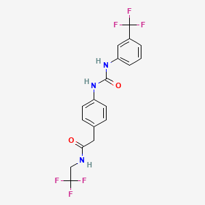 molecular formula C18H15F6N3O2 B2488234 N-(2,2,2-trifluoroethyl)-2-(4-(3-(3-(trifluoromethyl)phenyl)ureido)phenyl)acetamide CAS No. 1234924-51-6