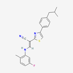 (2E)-3-[(5-fluoro-2-methylphenyl)amino]-2-{4-[4-(2-methylpropyl)phenyl]-1,3-thiazol-2-yl}prop-2-enenitrile