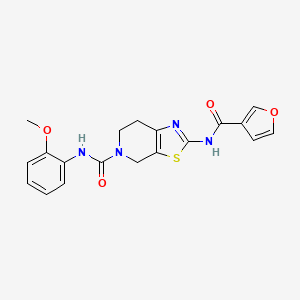 molecular formula C19H18N4O4S B2488252 2-(furan-3-carboxamido)-N-(2-methoxyphenyl)-6,7-dihydrothiazolo[5,4-c]pyridine-5(4H)-carboxamide CAS No. 1428360-25-1