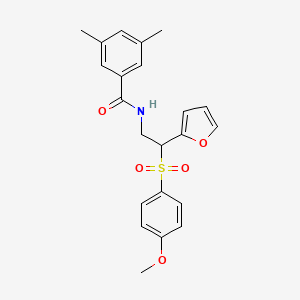 molecular formula C22H23NO5S B2488259 N-(2-(呋喃-2-基)-2-((4-甲氧基苯基)磺酰基)乙基)-3,5-二甲基苯甲酰胺 CAS No. 946243-22-7