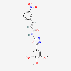 molecular formula C20H18N4O7 B2488260 (E)-3-(3-nitrophenyl)-N-(5-(3,4,5-trimethoxyphenyl)-1,3,4-oxadiazol-2-yl)acrylamide CAS No. 891118-12-0