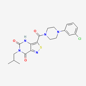 molecular formula C20H22ClN5O3S B2488265 3-{[4-(3-氯苯基)哌嗪-1-基]甲酰基}-6-异丁基异噻唑并[4,3-d]嘧啶-5,7(4H,6H)-二酮 CAS No. 1251607-53-0