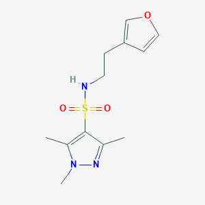molecular formula C12H17N3O3S B2488267 N-(2-(furan-3-yl)ethyl)-1,3,5-trimethyl-1H-pyrazole-4-sulfonamide CAS No. 1428360-17-1