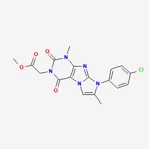 molecular formula C18H16ClN5O4 B2488273 Methyl 2-[6-(4-chlorophenyl)-4,7-dimethyl-1,3-dioxopurino[7,8-a]imidazol-2-yl]acetate CAS No. 899400-95-4