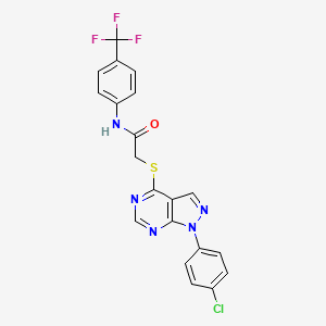 molecular formula C20H13ClF3N5OS B2488279 2-((1-(4-chlorophenyl)-1H-pyrazolo[3,4-d]pyrimidin-4-yl)thio)-N-(4-(trifluoromethyl)phenyl)acetamide CAS No. 893913-56-9