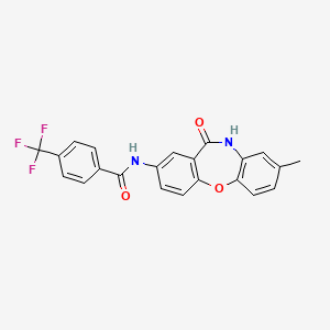 molecular formula C22H15F3N2O3 B2488298 N-(8-methyl-11-oxo-10,11-dihydrodibenzo[b,f][1,4]oxazepin-2-yl)-4-(trifluoromethyl)benzamide CAS No. 921891-43-2