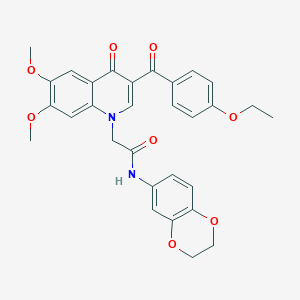 molecular formula C30H28N2O8 B2488308 N-(2,3-dihydro-1,4-benzodioxin-6-yl)-2-[3-(4-ethoxybenzoyl)-6,7-dimethoxy-4-oxoquinolin-1-yl]acetamide CAS No. 872198-61-3