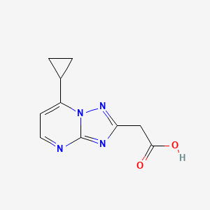 molecular formula C10H10N4O2 B2488324 2-(7-Cyclopropyl-[1,2,4]triazolo[1,5-a]pyrimidin-2-yl)acetic acid CAS No. 1160245-81-7