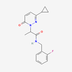 molecular formula C17H18FN3O2 B2488338 2-(3-cyclopropyl-6-oxopyridazin-1(6H)-yl)-N-(2-fluorobenzyl)propanamide CAS No. 2034426-13-4