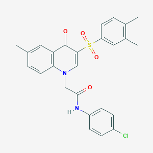 molecular formula C26H23ClN2O4S B2488348 N-(4-chlorophenyl)-2-(3-((3,4-dimethylphenyl)sulfonyl)-6-methyl-4-oxoquinolin-1(4H)-yl)acetamide CAS No. 866897-56-5