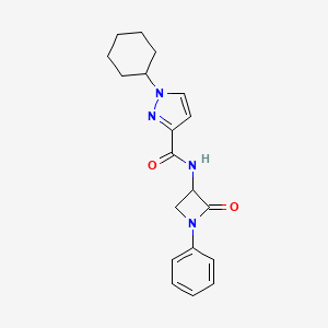 molecular formula C19H22N4O2 B2488350 1-Cyclohexyl-N-(2-oxo-1-phenylazetidin-3-yl)pyrazole-3-carboxamide CAS No. 1947082-90-7