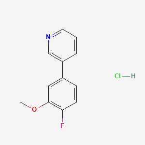 molecular formula C12H11ClFNO B2488359 3-(4-Fluoro-3-methoxyphenyl)pyridine;hydrochloride CAS No. 2243512-55-0