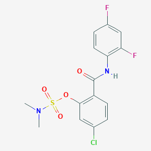 molecular formula C15H13ClF2N2O4S B2488364 5-氯-2-[(2,4-二氟苯胺甲酰)基]苯基-N,N-二甲基磺酸酯 CAS No. 400080-33-3