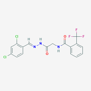 (E)-N-(2-(2-(2,4-dichlorobenzylidene)hydrazinyl)-2-oxoethyl)-2-(trifluoromethyl)benzamide