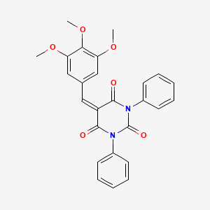 molecular formula C26H22N2O6 B2488373 1,3-Diphenyl-5-[(3,4,5-trimethoxyphenyl)methylidene]-1,3-diazinane-2,4,6-trione CAS No. 1023431-49-3