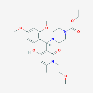 Ethyl 4-((2,4-dimethoxyphenyl)(4-hydroxy-1-(2-methoxyethyl)-6-methyl-2-oxo-1,2-dihydropyridin-3-yl)methyl)piperazine-1-carboxylate