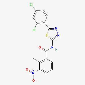 molecular formula C16H10Cl2N4O3S B2488392 N-[5-(2,4-二氯苯基)-1,3,4-噻二唑-2-基]-2-甲基-3-硝基苯甲酰胺 CAS No. 391863-80-2