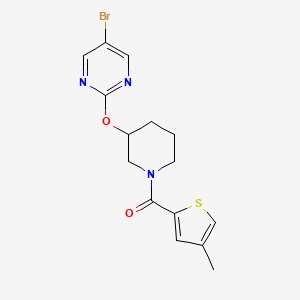 molecular formula C15H16BrN3O2S B2488399 (3-((5-Bromopyrimidin-2-yl)oxy)piperidin-1-yl)(4-methylthiophen-2-yl)methanone CAS No. 2034430-83-4
