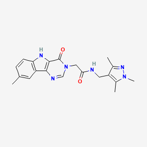 2-(8-methyl-4-oxo-4,5-dihydro-3H-pyrimido[5,4-b]indol-3-yl)-N-((1,3,5-trimethyl-1H-pyrazol-4-yl)methyl)acetamide