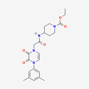 molecular formula C22H28N4O5 B2488407 ethyl 4-(2-(4-(3,5-dimethylphenyl)-2,3-dioxo-3,4-dihydropyrazin-1(2H)-yl)acetamido)piperidine-1-carboxylate CAS No. 1421499-63-9