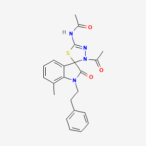 N-(3'-acetyl-7-methyl-2-oxo-1-phenethyl-3'H-spiro[indoline-3,2'-[1,3,4]thiadiazol]-5'-yl)acetamide