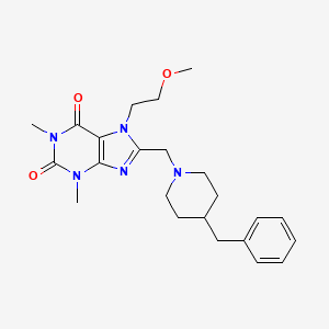 molecular formula C23H31N5O3 B2488446 8-[(4-Benzylpiperidin-1-yl)methyl]-7-(2-methoxyethyl)-1,3-dimethylpurine-2,6-dione CAS No. 838890-53-2