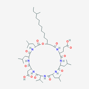 3-[9-(Carboxymethyl)-3,6,15,18-tetrakis(2-methylpropyl)-25-(9-methylundecyl)-2,5,8,11,14,17,20,23-octaoxo-12-propan-2-yl-1-oxa-4,7,10,13,16,19,22-heptazacyclopentacos-21-yl]propanoic acid