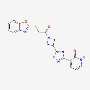 molecular formula C19H15N5O4S B2488450 3-(5-(1-(2-(苯并[d]噁唑-2-基硫基)乙酰)吖唑啉-3-基)-1,2,4-噁二唑-3-基)吡啶-2(1H)-酮 CAS No. 1396810-66-4