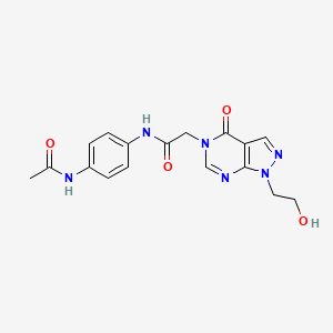 N-(4-acetamidophenyl)-2-[1-(2-hydroxyethyl)-4-oxopyrazolo[3,4-d]pyrimidin-5-yl]acetamide