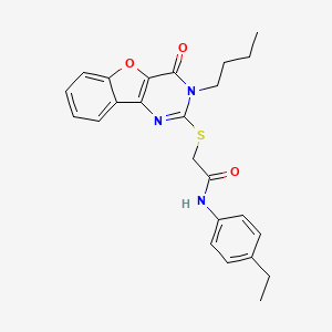 molecular formula C24H25N3O3S B2488459 2-[(3-butyl-4-oxo-3,4-dihydro[1]benzofuro[3,2-d]pyrimidin-2-yl)sulfanyl]-N-(4-ethylphenyl)acetamide CAS No. 899941-18-5
