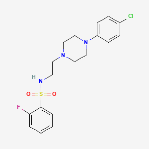 molecular formula C18H21ClFN3O2S B2488463 N-(2-(4-(4-chlorophenyl)piperazin-1-yl)ethyl)-2-fluorobenzenesulfonamide CAS No. 1049366-00-8