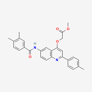 molecular formula C28H26N2O4 B2488468 甲基-2-((6-(3,4-二甲基苯甲酰氨基)-2-(对甲苯基)喹啉-4-基)氧基)乙酸酯 CAS No. 1359510-52-3