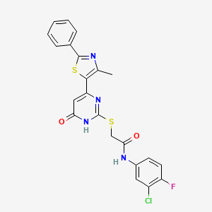 molecular formula C22H16ClFN4O2S2 B2488477 N-苄基-3-{4-[(二甲基氨基)磺酰]苯基}-1,2,4-噁二唑-5-羧酰胺 CAS No. 1115901-08-0