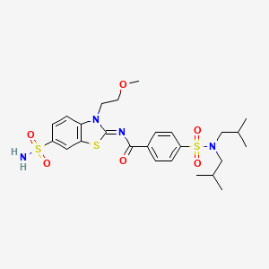 molecular formula C25H34N4O6S3 B2488478 (Z)-4-(N,N-diisobutylsulfamoyl)-N-(3-(2-methoxyethyl)-6-sulfamoylbenzo[d]thiazol-2(3H)-ylidene)benzamide CAS No. 865160-02-7