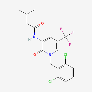 molecular formula C18H17Cl2F3N2O2 B2488486 N-[1-(2,6-dichlorobenzyl)-2-oxo-5-(trifluoromethyl)-1,2-dihydro-3-pyridinyl]-3-methylbutanamide CAS No. 339025-25-1