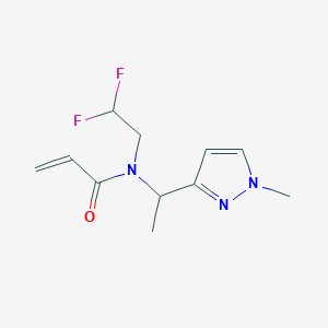molecular formula C11H15F2N3O B2488499 N-(2,2-Difluoroethyl)-N-[1-(1-methylpyrazol-3-yl)ethyl]prop-2-enamide CAS No. 2411253-88-6